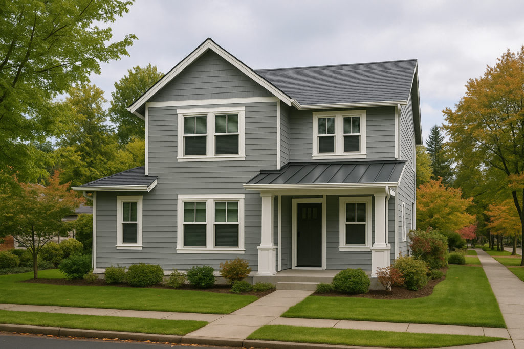 Portland home with durable siding and algae-resistant roofing designed for rainy weather