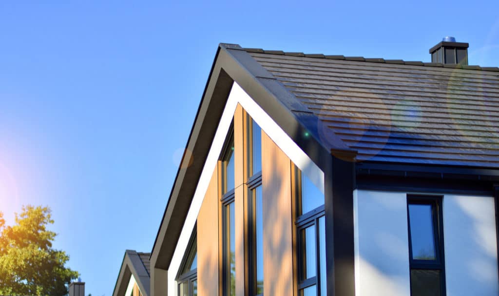 Modern Portland home featuring a contemporary roof design built for the Pacific Northwest climate
