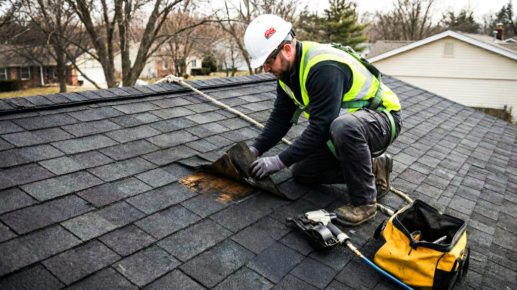 Roof inspection during January rain in Portland to identify and prevent winter roof leaks
