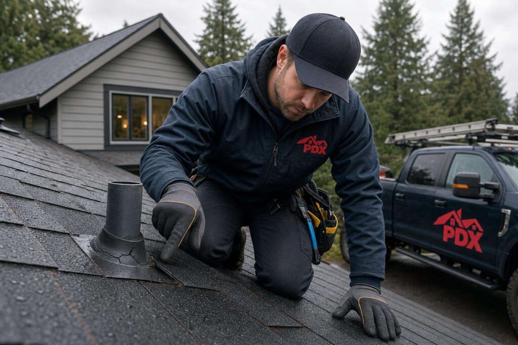 Pipe Boot Failures on Portland Roofs: How Small Vent Seals Lead to Interior Leaks