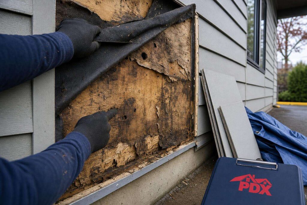 Hidden Sheathing Damage Behind Commercial Siding Changes the Repair Plan